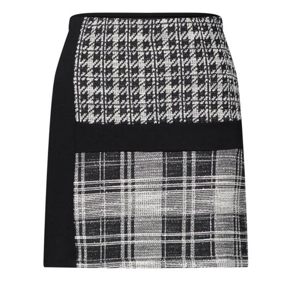 Desigual Women's Kape Black Herringbone Plaid Stetch Mini Skirt - Size L - NWT - Picture 2 of 15